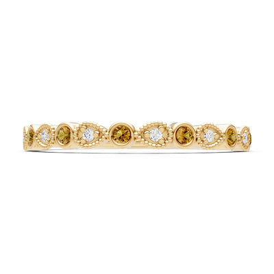 Round Gemstone Dainty Milgrain Stacking Ring