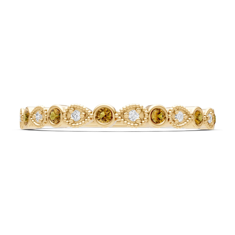 Round Gemstone Dainty Milgrain Stacking Ring
