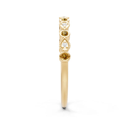 Round Gemstone Dainty Milgrain Stacking Ring