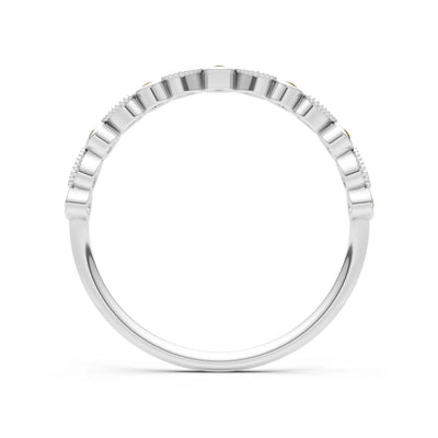 Citrine Dainty Milgrain Stacking Round Cut Ring