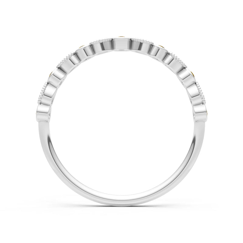 Citrine Dainty Milgrain Stacking Round Cut Ring