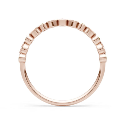 Citrine Dainty Milgrain Stacking Round Cut Ring