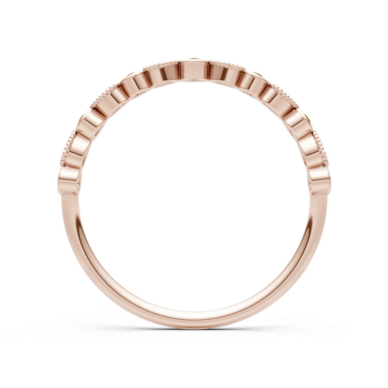 Citrine Dainty Milgrain Stacking Round Cut Ring