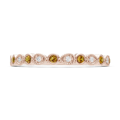 Round Gemstone Dainty Milgrain Stacking Ring