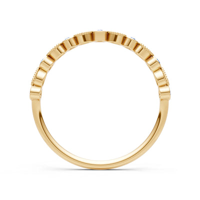 Swiss Blue Topaz Dainty Milgrain Stacking Round Cut Ring