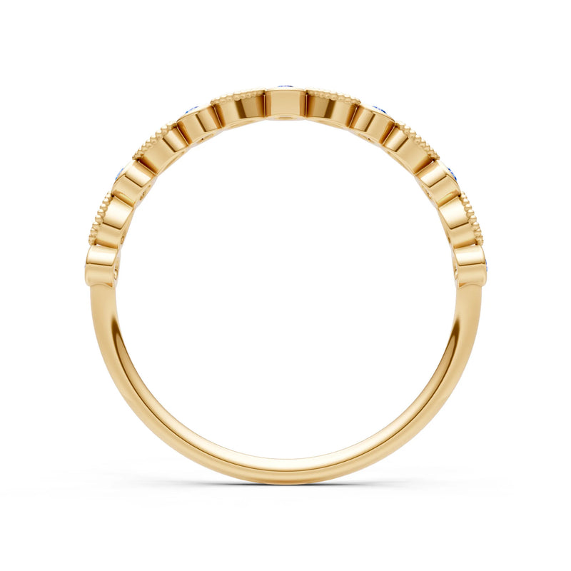 Round Gemstone Dainty Milgrain Stacking Ring