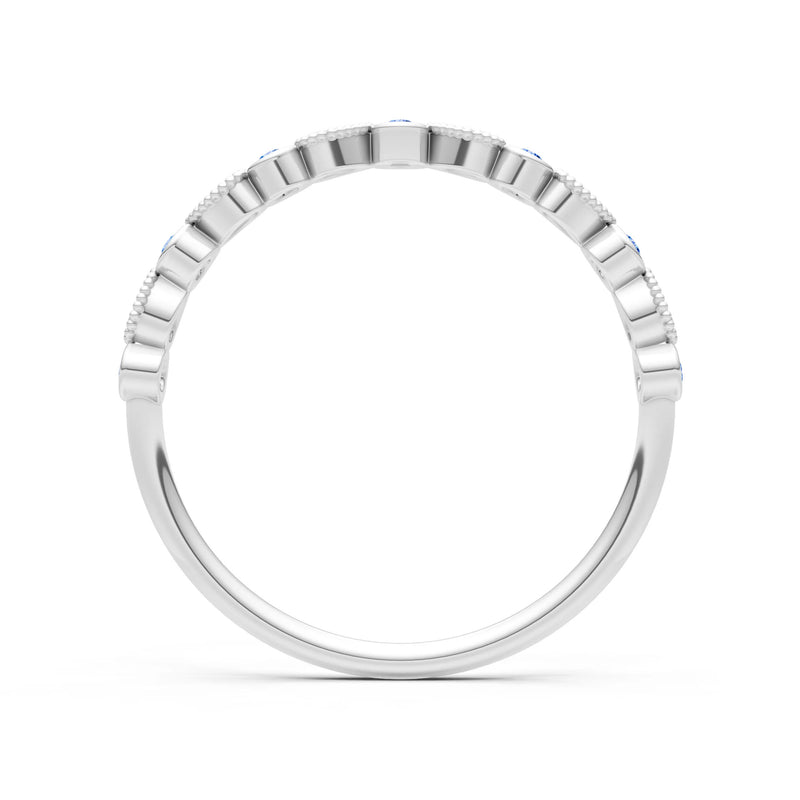 Round Gemstone Dainty Milgrain Stacking Ring