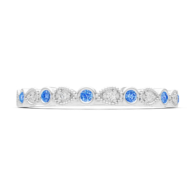 Round Gemstone Dainty Milgrain Stacking Ring