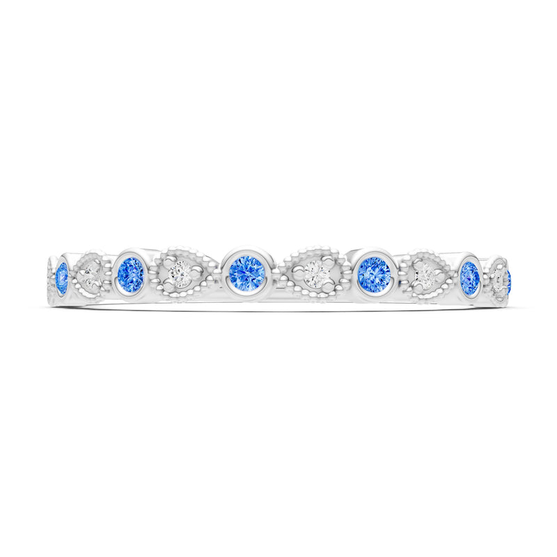 Round Gemstone Dainty Milgrain Stacking Ring