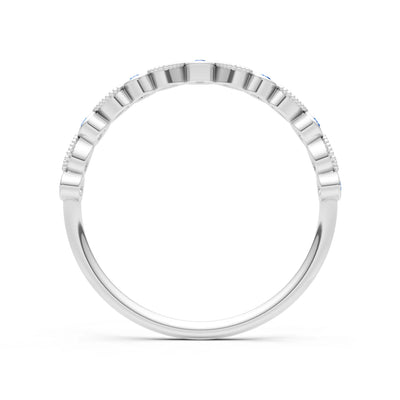 Swiss Blue Topaz Dainty Milgrain Stacking Round Cut Ring