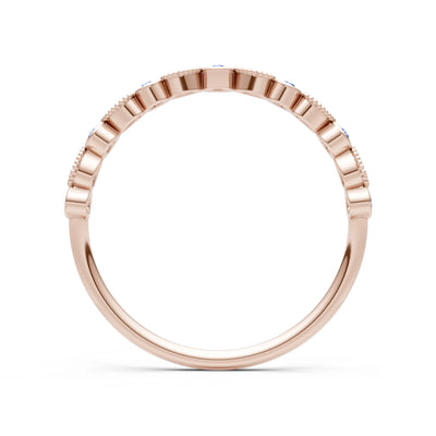 Round Gemstone Dainty Milgrain Stacking Ring