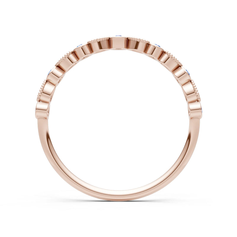 Round Gemstone Dainty Milgrain Stacking Ring
