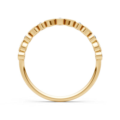 Round Gemstone Dainty Milgrain Stacking Ring