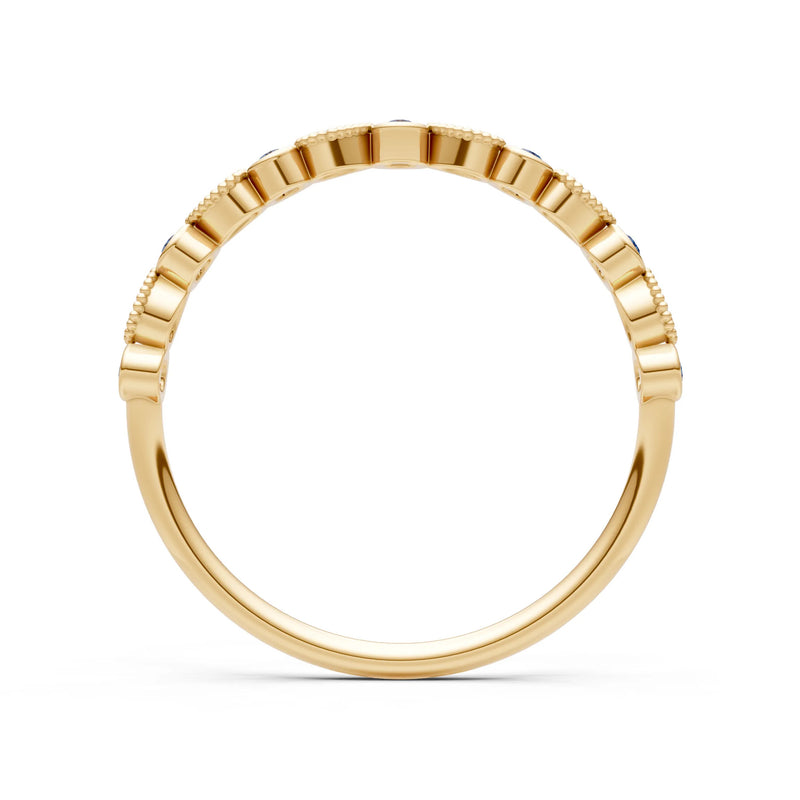 Round Gemstone Dainty Milgrain Stacking Ring