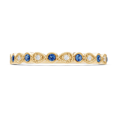 Round Gemstone Dainty Milgrain Stacking Ring