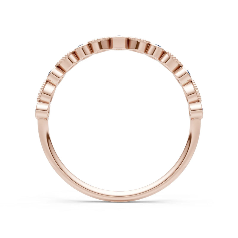 Round Gemstone Dainty Milgrain Stacking Ring