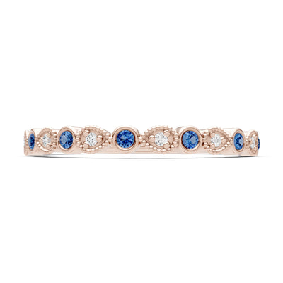 Round Gemstone Dainty Milgrain Stacking Ring