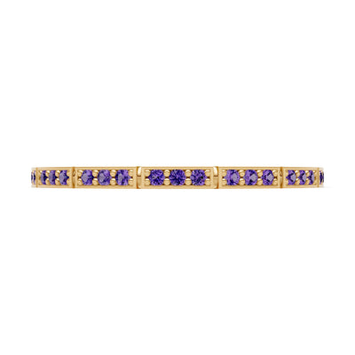 Round Gemstone Dainty Half Eternity Stacking Band