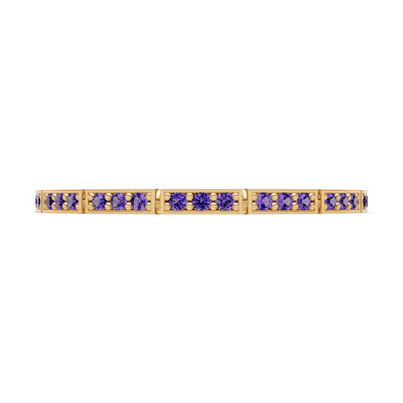 Round Gemstone Dainty Half Eternity Stacking Band