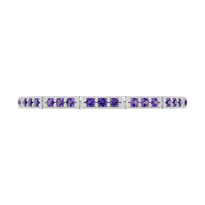 Round Gemstone Dainty Half Eternity Stacking Band