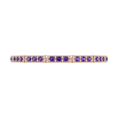 Round Gemstone Dainty Half Eternity Stacking Band
