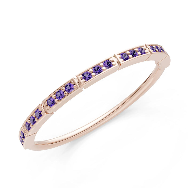 Round Gemstone Dainty Half Eternity Stacking Band