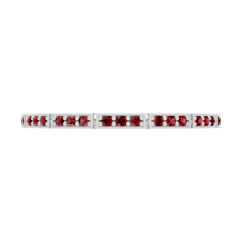 Round Gemstone Dainty Half Eternity Stacking Band