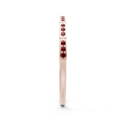 Garnet Dainty Half Eternity Stacking Round Cut Band