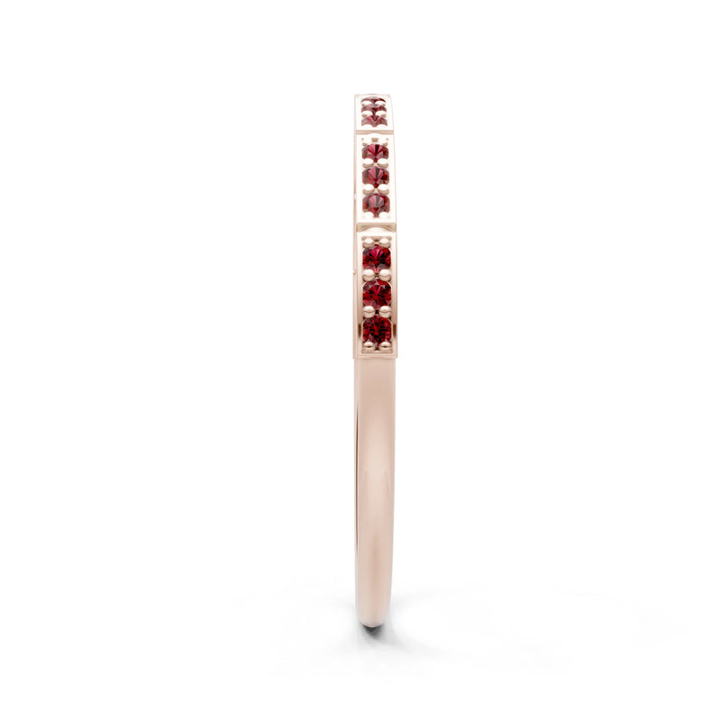 Garnet Dainty Half Eternity Stacking Round Cut Band