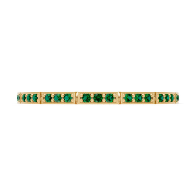 Round Gemstone Dainty Half Eternity Stacking Band