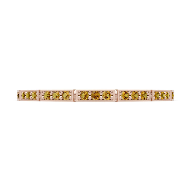 Citrine Dainty Half Eternity Stacking Round Cut Band