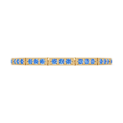 Swiss Blue Topaz Dainty Half Eternity Stacking Round Cut Band