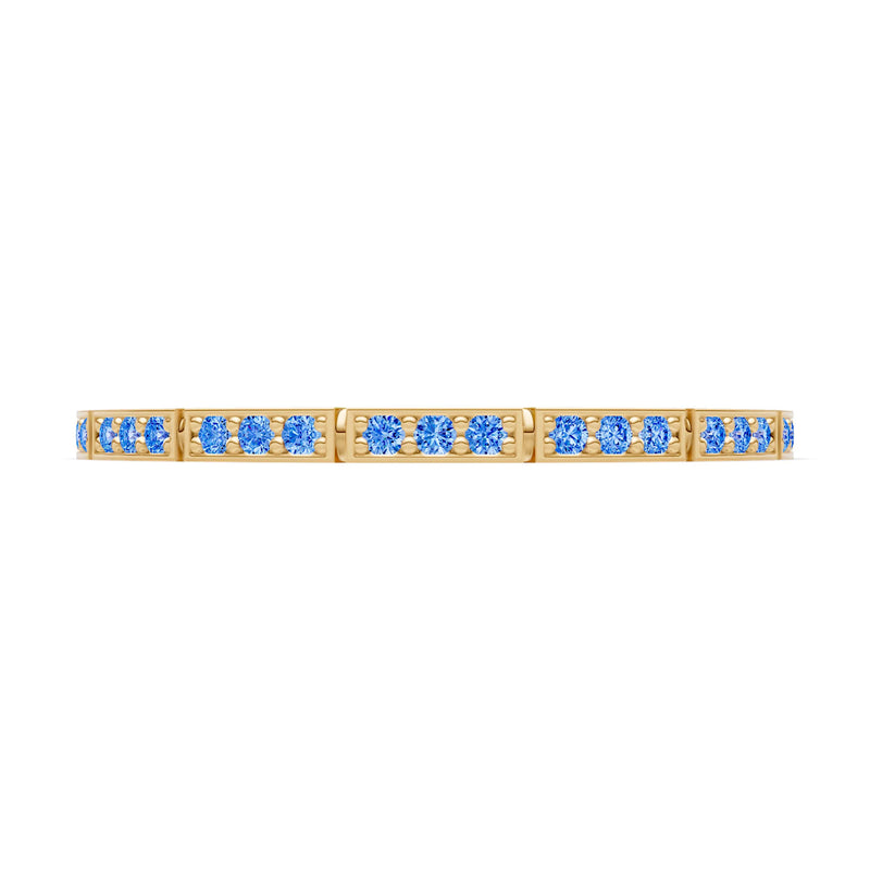 Round Gemstone Dainty Half Eternity Stacking Band
