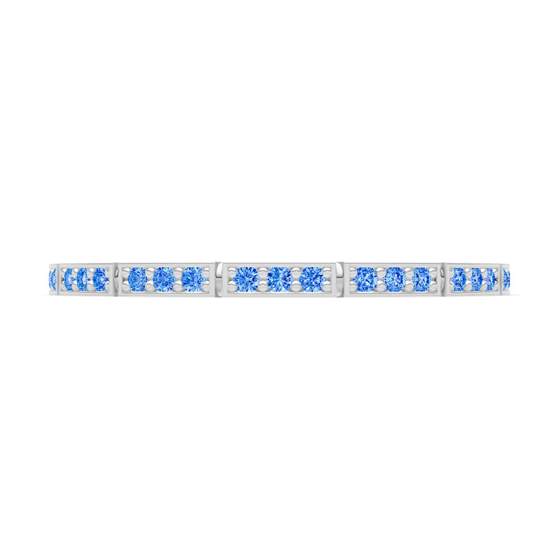 Swiss Blue Topaz Dainty Half Eternity Stacking Round Cut Band