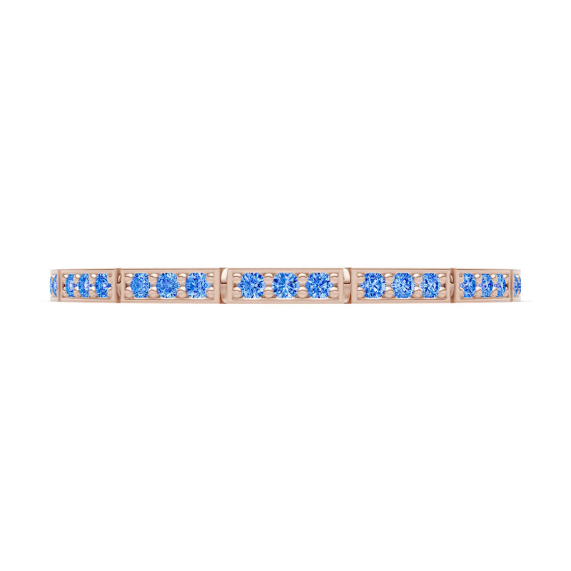 Round Gemstone Dainty Half Eternity Stacking Band