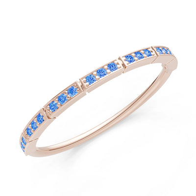 Round Gemstone Dainty Half Eternity Stacking Band