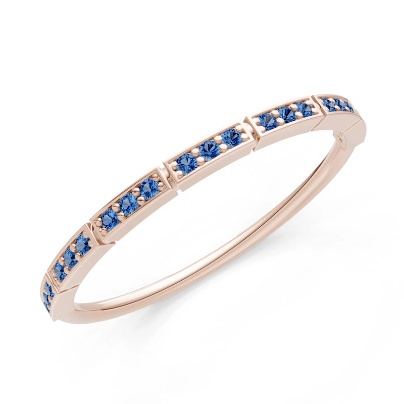Round Gemstone Dainty Half Eternity Stacking Band
