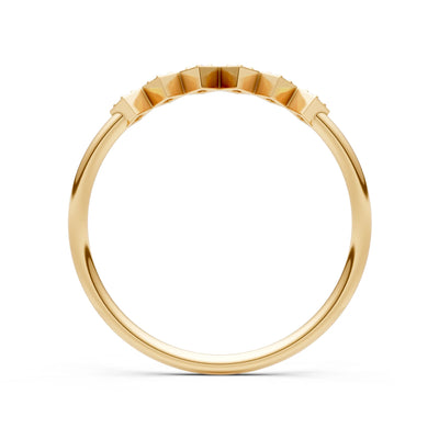 Round Gemstone Dainty Hex Station Band