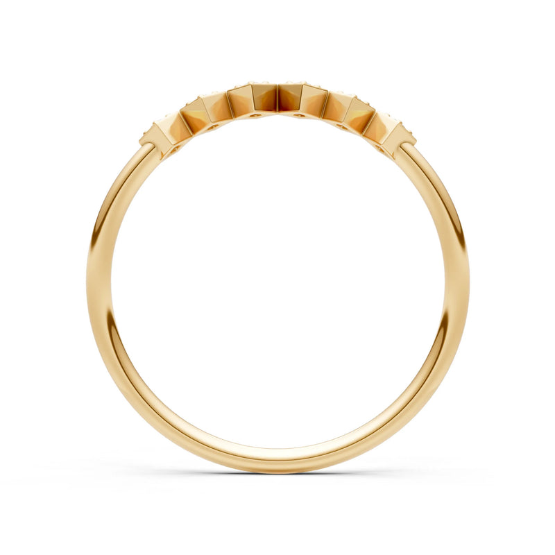Round Gemstone Dainty Hex Station Band