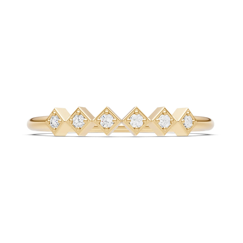 Round Gemstone Dainty Hex Station Band