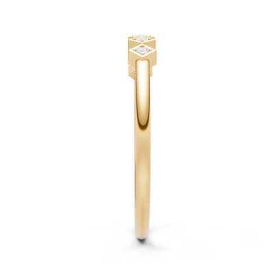 Round Gemstone Dainty Hex Station Band