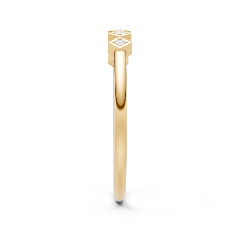 Round Gemstone Dainty Hex Station Band