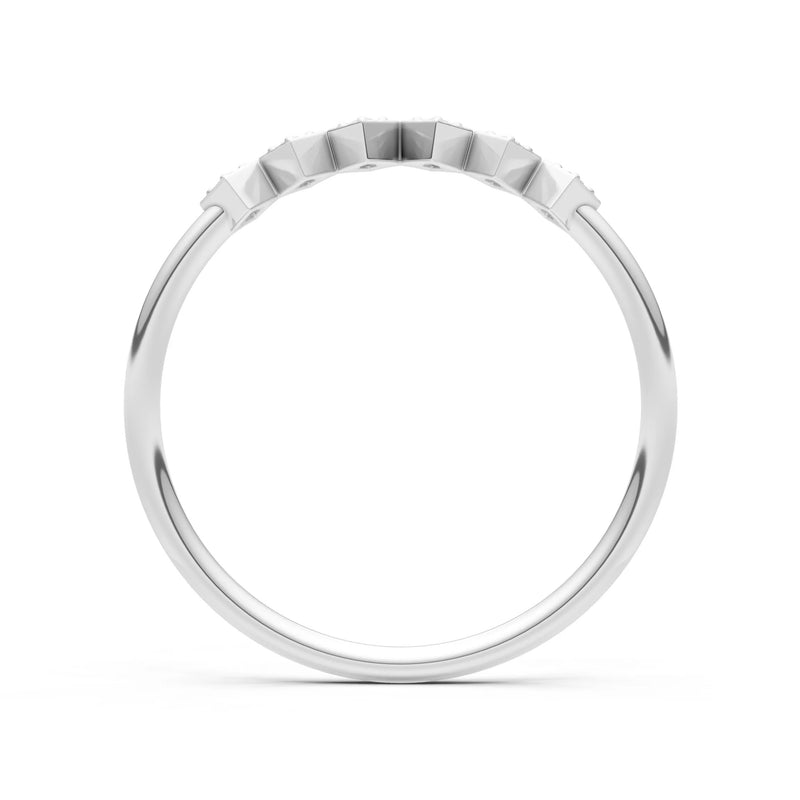Round Gemstone Dainty Hex Station Band