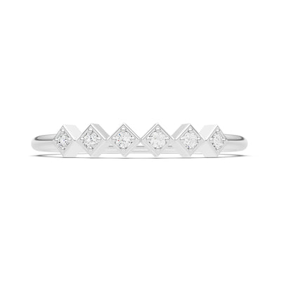 Round Gemstone Dainty Hex Station Band