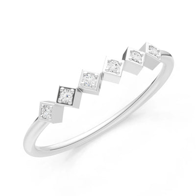 Round Gemstone Dainty Hex Station Band