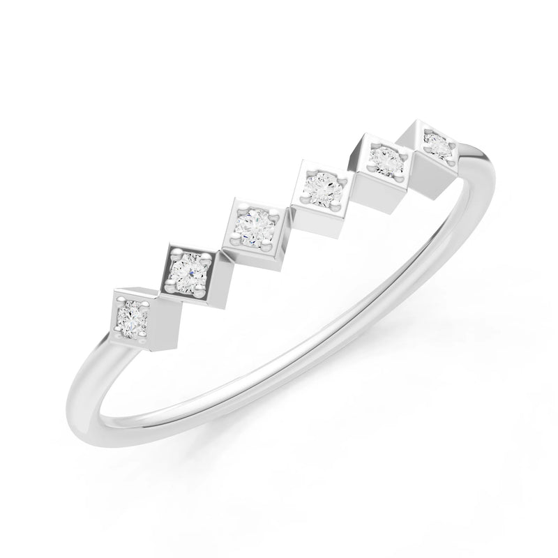 Round Gemstone Dainty Hex Station Band
