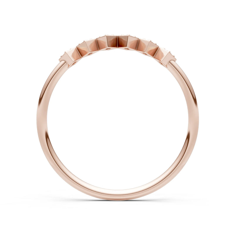 Round Gemstone Dainty Hex Station Band