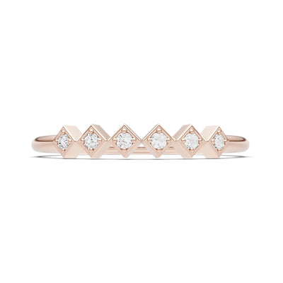 Round Gemstone Dainty Hex Station Band