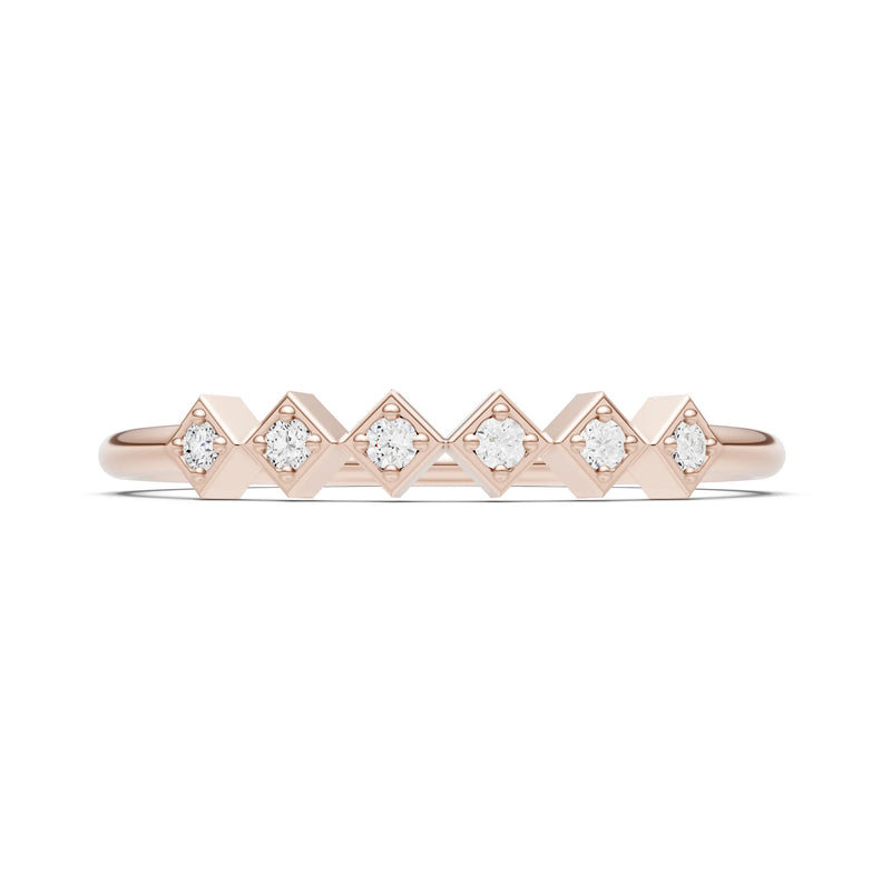 Diamond Dainty Hex Station Round Cut Band
