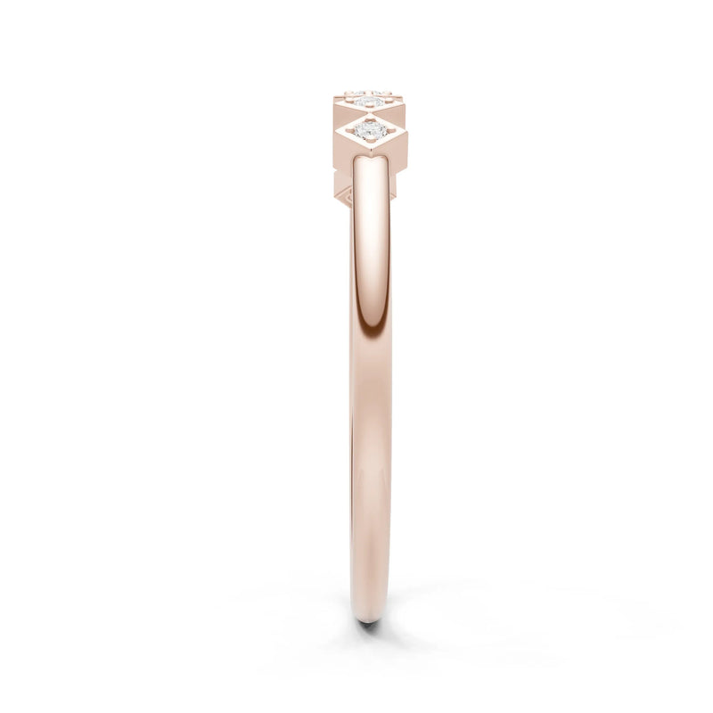 Round Gemstone Dainty Hex Station Band